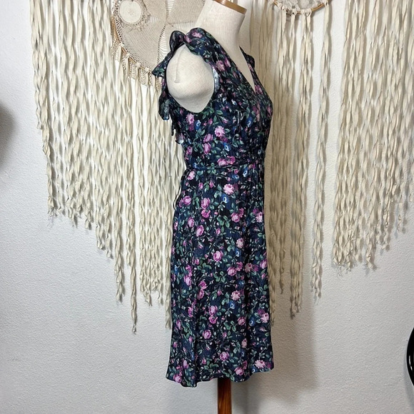 Rebecca Taylor Ruby Floral Hammered Silk Dress size 0 - Picture 4 of 11